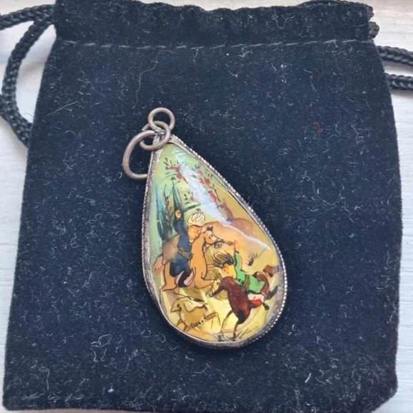 Antique  Hand Painted Persian Pendant - Picture 10 of 14